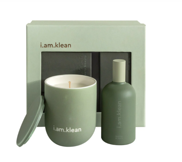 i am klean | Giftbox Roomspray + Candle | Leather and Birch